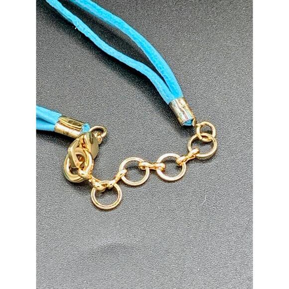 💙 Turquoise Blue Crystal Suede Necklace – A Soft Whisper of Light & Love - Picture 5 of 6